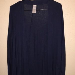 Blue 3/4 sleeve open cardigan